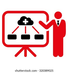 Health Care Report vector icon. Style is bicolor flat symbol, intensive red and black colors, rounded angles, white background.