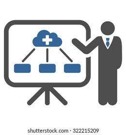 Health Care Report vector icon. Style is bicolor flat symbol, cobalt and gray colors, rounded angles, white background.