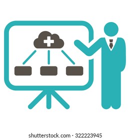 Health Care Report vector icon. Style is bi-color flat symbol, grey and cyan colors, rounded angles, white background.