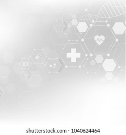 health care and science icon pattern medical innovation concept background vector design.