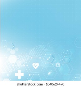 health care and science icon pattern medical innovation concept background vector design.