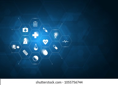 Health Care And Science Icon Pattern Medical Innovation Concept Background Vector Design.