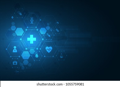 health care and science icon pattern medical innovation concept background vector design.