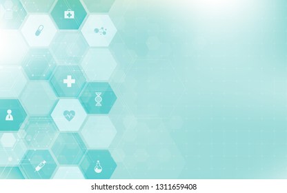 health care and science icon pattern medical innovation concept background vector design.