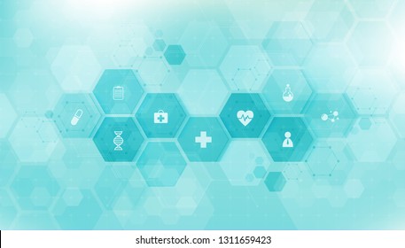 health care and science icon pattern medical innovation concept background vector design.