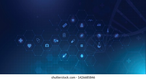 Health Care And Science Icon Pattern Medical Innovation Concept Background Vector Design.