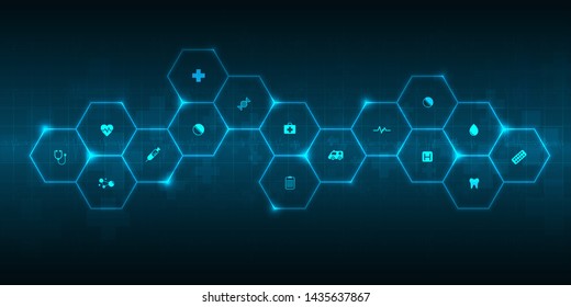 health care and science icon pattern medical innovation concept background vector design.