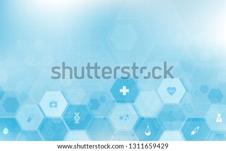 health care and science icon pattern medical innovation concept background vector design.