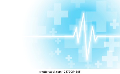 health care and service background with shiny cardiograph for research vector