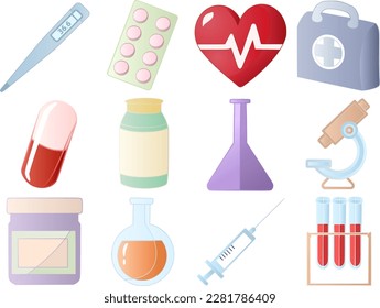 Health care, set of medicine vector icons