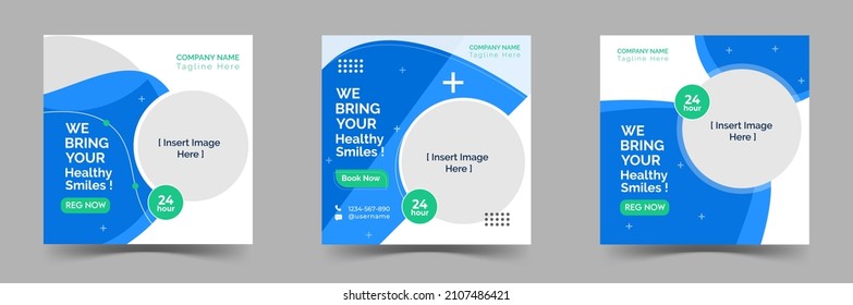 health care social media post editable templete set