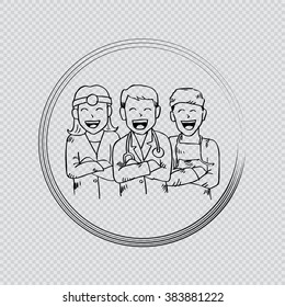 Health care team. Sketchy style.