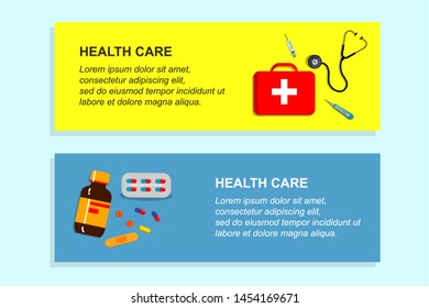 health care, health theme in the set of flat design concepts for banner design