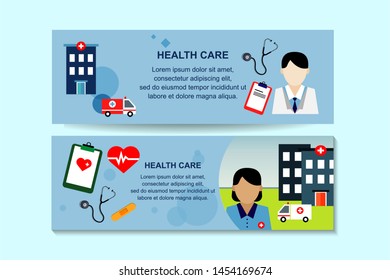 health care, health theme in the set of flat design concepts for banner design