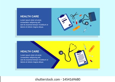 health care, health theme in the set of flat design concepts for banner design
