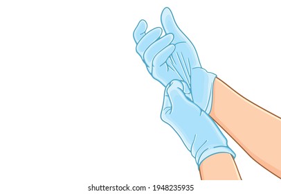 Health care and treatment for everyone by the hands of medical staff during the coronavirus outbreak concept. Illustration, line, art, graphic retro style in vector isolated on background.