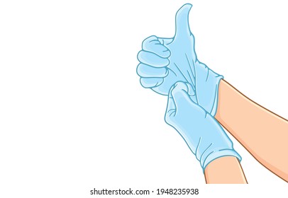 Health care and treatment for everyone by the hands of medical staff during the coronavirus outbreak concept. Illustration, line, art, graphic retro style in vector isolated on background.