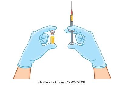 Health care and treatment for everyone by the hands of medical staff during the coronavirus outbreak concept. Illustration, line, art, graphic retro style in vector isolated on background.