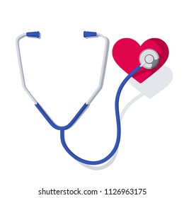 Health care vector concept. Medical vector background with stethoscope and heart. medical stethoscope equipment in flat stile. medicine stethoscope illustration. healthcare decoration