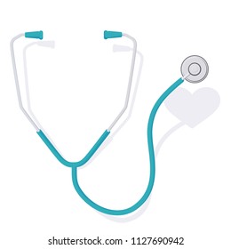 Health care vector concept. Medical vector background with stethoscope and heart. medical stethoscope equipment in flat stile. medicine stethoscope illustration. healthcare decoration