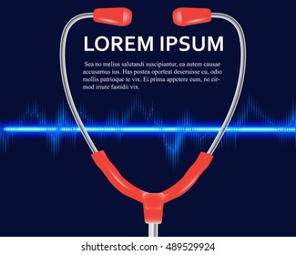 Health care vector concept with stethoscope and heart. Medical stethoscope, care health and diagnosis with stethoscope medicine equipment stethoscope illustration
