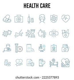 Health care vector line icon set