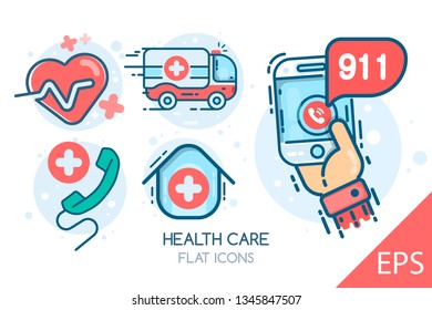 Health Care. Vector modern line design illustration icons