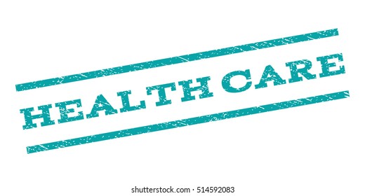 Health Care watermark stamp. Text tag between parallel lines with grunge design style. Rubber seal stamp with scratched texture. Vector color ink imprint on a white background.
