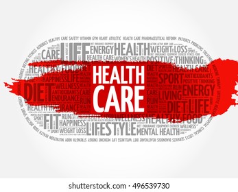 Health care word cloud collage, fitness, sport, health concept
