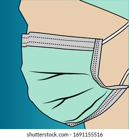Health care worker illustration with surgical mask. Vector graphic for banner, social media template, background. Eps 10