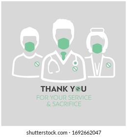 Health Care workers, doctors, nurses Service and Sacrifice Appreciation with gray background