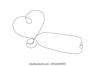 Health care World Day medical science research doctor nurse equipment silhouette concept design. Medicine stethoscope single continuous line art.  Hand made vector not AI.