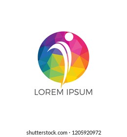 Health Center and Beauty salon logo design. Fitness logo. Human character logo. Leaf logo.