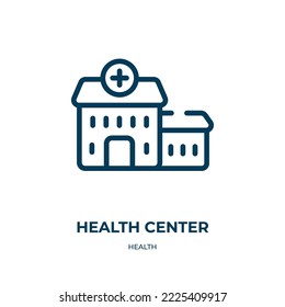 Health center icon. Linear vector illustration from health collection. Outline health center icon vector. Thin line symbol for use on web and mobile apps, logo, print media.