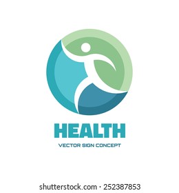 Health character - vector logo template concept illustration. Abstract running man sign. Design element. 