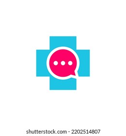 Health Chat Logo Design Template. Chat Plus logo concept vector. Creative Icon Symbol
