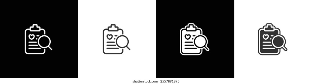 Health check data icons, Pharmacy icons, medicine, healthcare, community service icons, Medicine and Health Services in flat and linear shapes on black, white and transparent backgrounds.