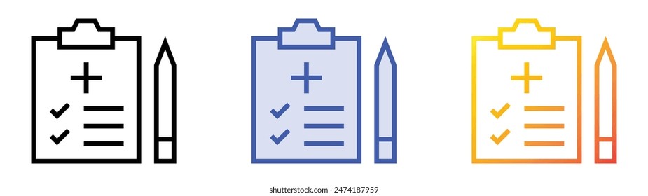 health check icon. Linear, Blue Fill and Gradient Style Design Isolated On White Background
