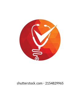 Health check logo design template. Stethoscope icon with checklist shape. Medical Check Up Logo Design Vector Template	