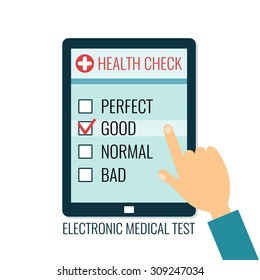 Health Check on tablet computer. Health care Concept. Digital medical test. Vector illustration.