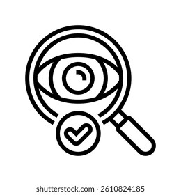 health check optometry vision eye line icon vector. health check optometry vision eye sign. isolated contour symbol black illustration