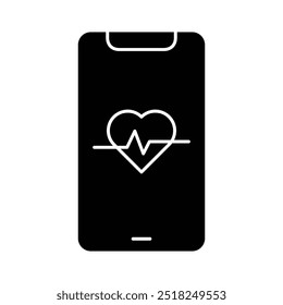 verificação de saúde ícone do telefone design de vetor sólido em estilo moderno