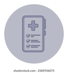 Health checklist icon with medical cross and checkboxes. Health monitoring and checklist completion concept