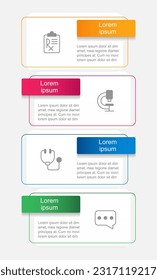 Health checkup at clinic infographic chart design template. Editable infochart with icons. Instructional graphics with 4 step sequence. Visual data presentation. Arial Regular font used