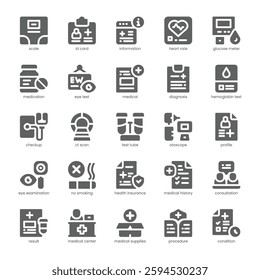 Health Checkup Icon pack for your website, mobile, presentation, and logo design. Health Checkup Icon solid design. Vector graphics illustration and editable stroke.