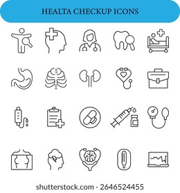 Health checkup icon set. Contains such icons as hospital, doctor 