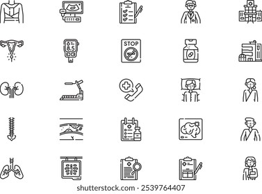 Health checkup icons collection is a vector illustration with editable stroke.