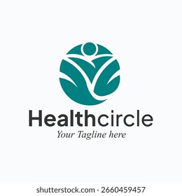 Health Circle logo template featuring a clean and balanced circular design representing care, wellness, unity, and medical services. Ideal for health centers, wellness brands, clinics, hospitals, holi