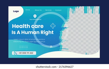 Health clinic horizontal landing page template	