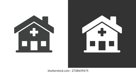 Icono de clínica de salud. Icono de la serie de glifos sólidos